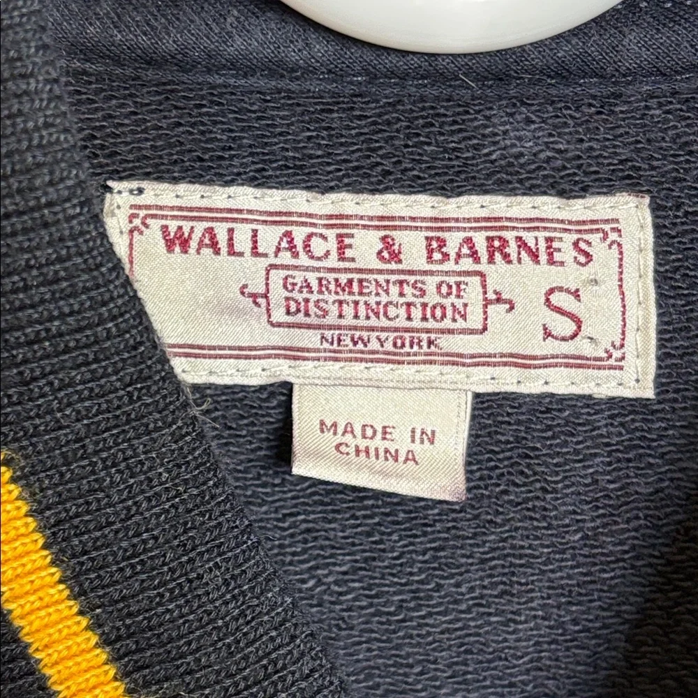 J.Crew Wallace & Barnes Navy Yellow Stripe Crew Neck Cotton Varsity Jacket Small